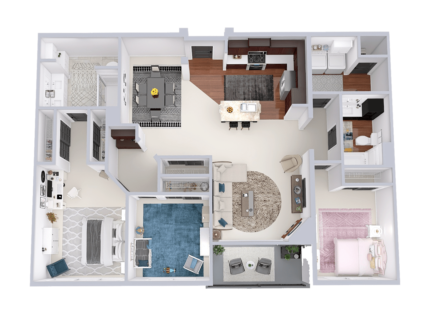 Floor plan for 3 beds, 2 baths, 1480 sqft